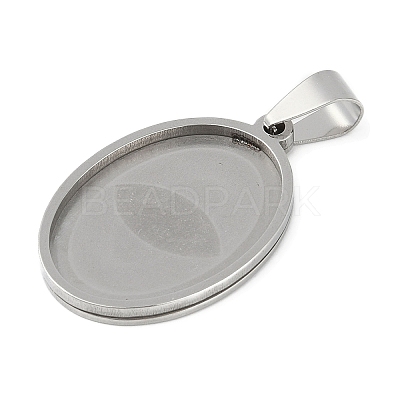 Non-Tarnish 201 Stainless Steel Pendant Cabochon Settings STAS-L279-012P-02-1