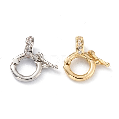 Brass Micro Pave Clear Cubic Zirconia Twister Clasps ZIRC-A014-07-1