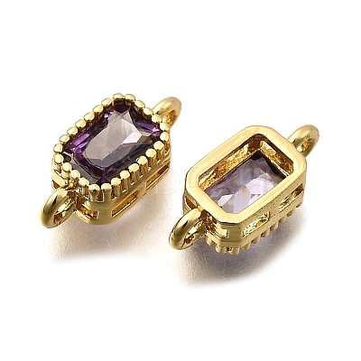 Real 18K Gold Plated Brass Micro Pave Cubic Zirconia Links Connectors ZIRC-L100-009G-03-1