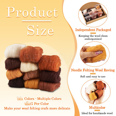 55G 11 Colors Needle Felting Wool Roving DIY-TA0012-86-1