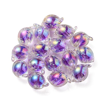 UV Plating Rainbow Iridescent Acrylic Beads OACR-F004-07A-1