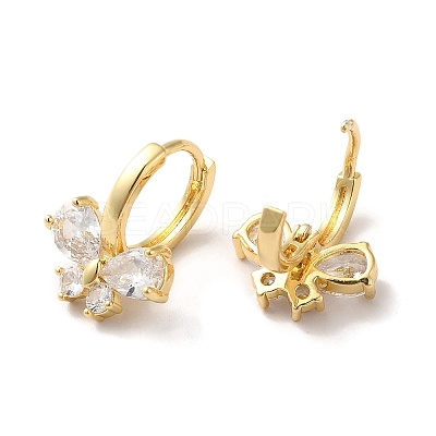 Cubic Zirconia Butterfly Hoop Earrings ZIRC-Q201-26G-02-1
