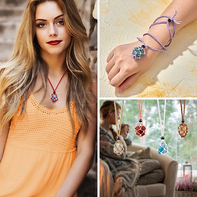 Braided Waxed Cotton Thread Cords Macrame Pouch Necklace Making AJEW-SW00017-1