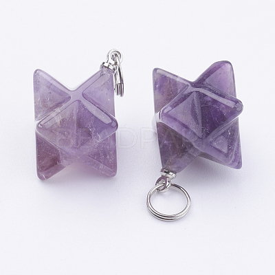 Natural Amethyst Pendants X-G-E398-01B-1