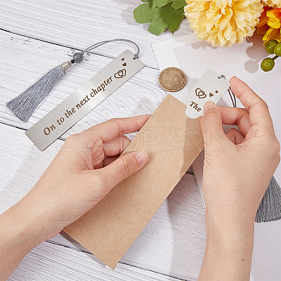 2Pcs 2 Style 201 Stainless Steel Bookmarks with Nylon Tassel AJEW-CP0005-77-1
