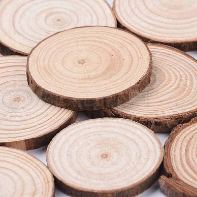 Unfinished Natural Poplar Wood Cabochons X-WOOD-E018-12-1
