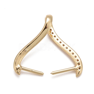 Rack Plating Brass Micro Pave Cubic Zirconia Ice Pick Pinch Bails KK-B056-01KCG-1