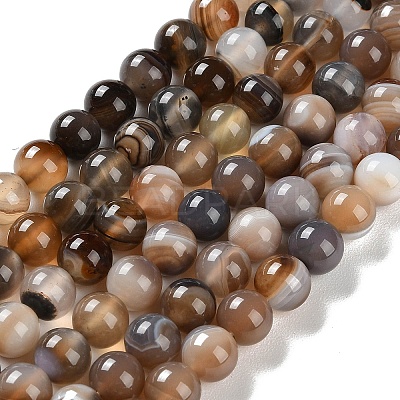 Natural Striped Agate/Banded Agate Beads Strands G-Z060-A01-B14-1
