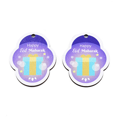 Single-Sided Printed Wood Big Pendants WOOD-N005-95-1