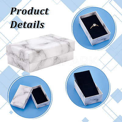 Marble Print Cardboard Paper Storage Boxes CON-WH0089-38-1
