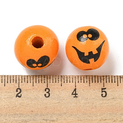 Printed Wood European Beads WOOD-G022-08A-01-1