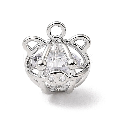 Brass Micro Pave Clear Cubic Zirconia Charms KK-N290-13P-1