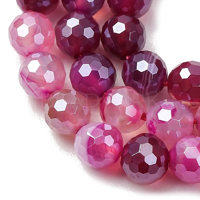 Electroplated Natural Agate Beads Strands G-B191-A07-6mm-06-1