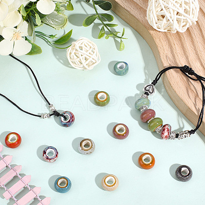 40Pcs 10 Colors Handmade Porcelain Beads PORC-PA0001-34-1