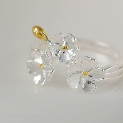 Flower Adjustable Alloy Cuff Open Rings for Women FS-WG7F53A-01-1