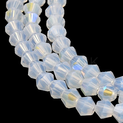 Imitation Jade Electroplate Glass Beads Strands GLAA-F029-J4mm-D05-1