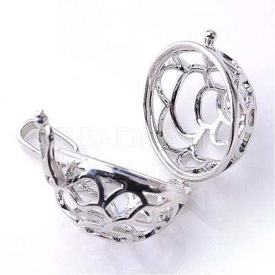 Rack Plating Brass Cage Pendants KK-S751-009P-1