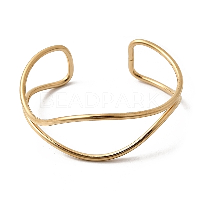 304 Stainless Steel Cuff Bangles for Women LS-BJEW-Z150-01G-02-1