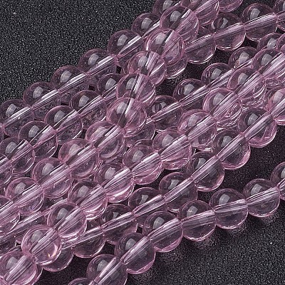 6mm Pink Round Glass Spacer Beads Strands X-GR6mm29Y-1
