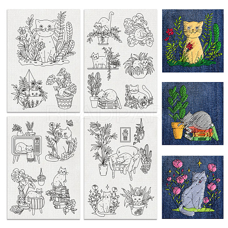 4 Sheets 11.6x8.2 Inch Stick and Stitch Embroidery Patterns DIY-WH0455-119-1