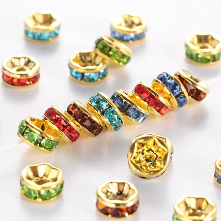 Brass Grade A Rhinestone Spacer Beads RSB035NFG-1