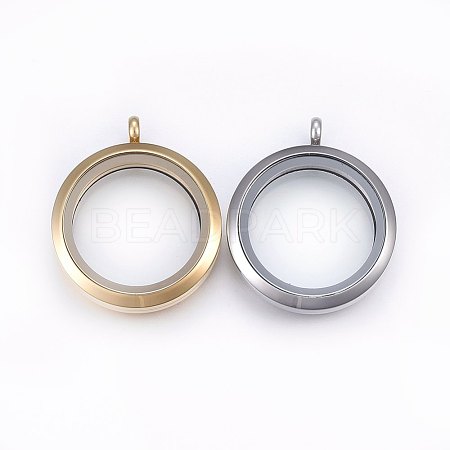 304 Stainless Steel Magnetic Floating Locket Pendants STAS-O103-35-1