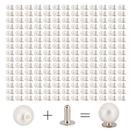 200 Sets ABS Plastic Imitation Pearl Rivet Studs KY-GO0001-06A-1