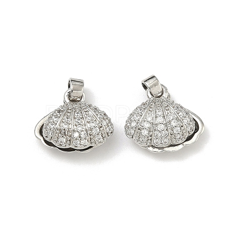 Brass Micro Pave Clear Cubic Zirconia Pendants KK-G557-30P-1