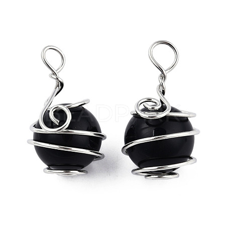 Natural Obsidian Pendants G-N333-013F-1