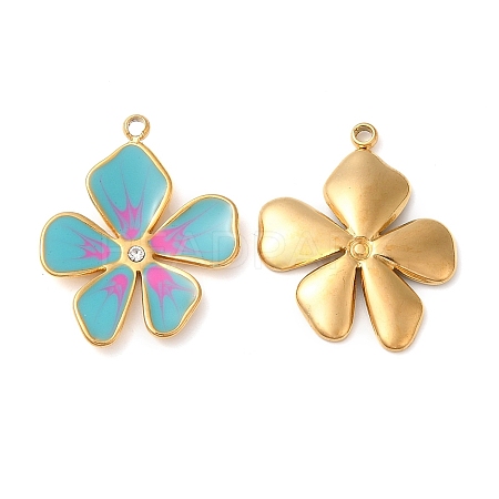 304 Stainless Steel Enamel Pendants STAS-K256-10G-02-1