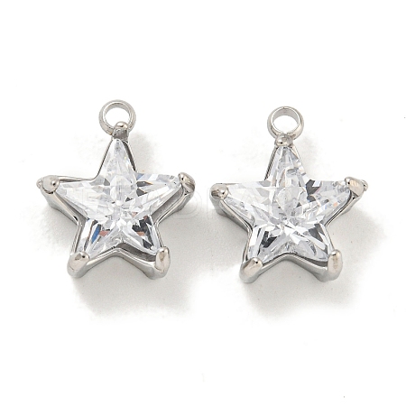 304 Stainless Steel Cubic Zirconia Pendants STAS-L278-008P-1