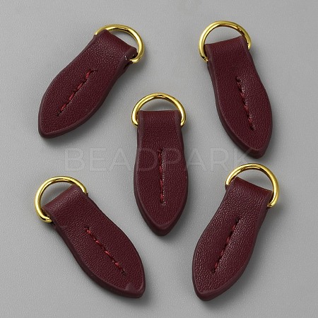 Leaf Shape Leather Zipper Heads FIND-WH0139-145A-1
