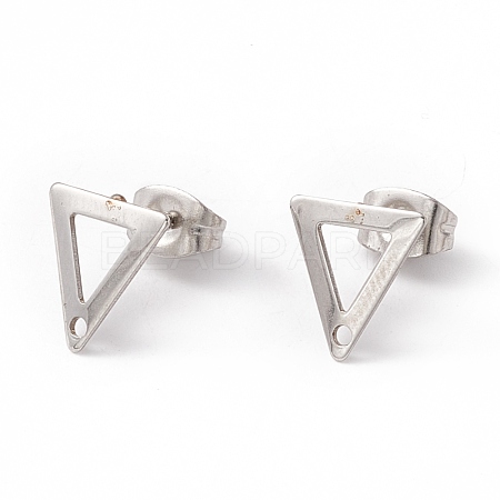 Non-Tarnish 201 Stainless Steel Stud Earring Findings with Hole EJEW-A071-29P-1
