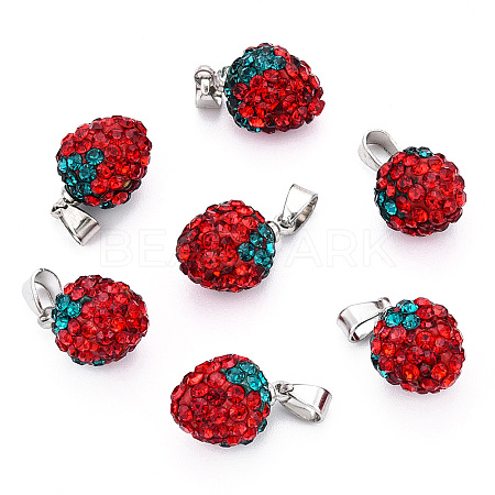 Polymer Clay Rhinestone Pendants RB-S055-39G-A-1