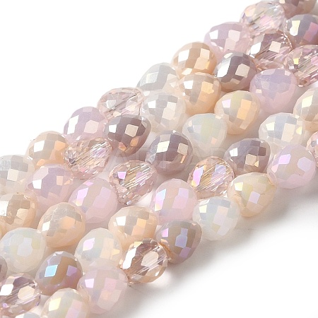 Electroplated Glass Beads Strands GLAA-B013-01I-1