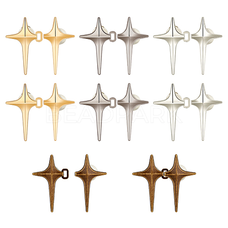 8 Sets 4 Colors Sparkling Star Shape Alloy Adjustable Jean Button Pins DIY-FG0004-87-1