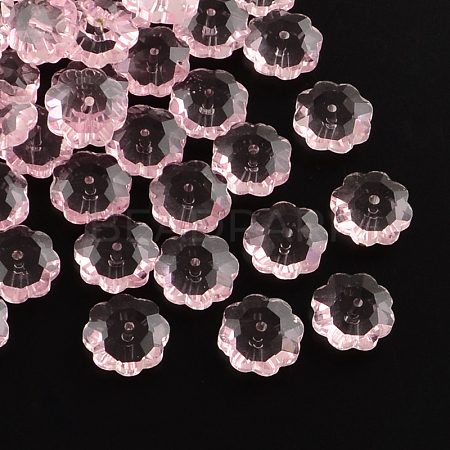 Flower Transparent Glass Beads X-GLAA-R160-07-1