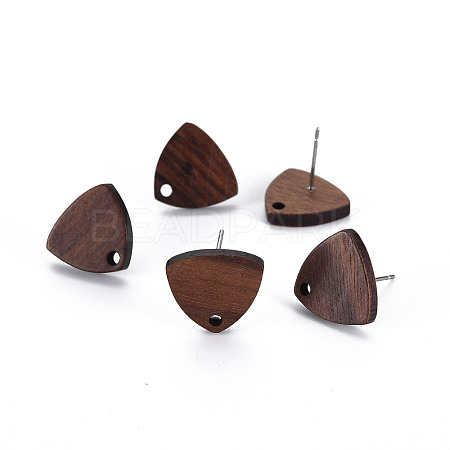 Walnut Wood Stud Earring Findings X-WOOD-S054-47-1