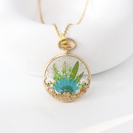 Alloy & Resin Dried Flower Pendant Necklaces WG445DE-03-1