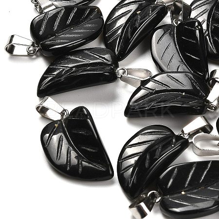 Natural Obsidian Pendants G-B127-01P-03-1