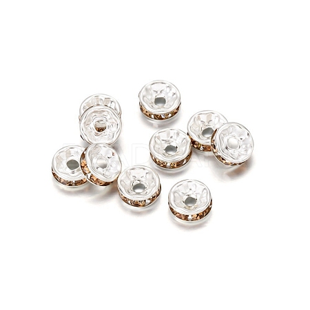 Rondelle Brass Rhinestone Spacer Beads FS-WG29681-63-1