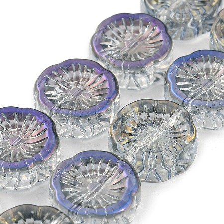 Half Plated Electroplate Glass Transparent Beads Strands EGLA-G037-10A-HP03-1