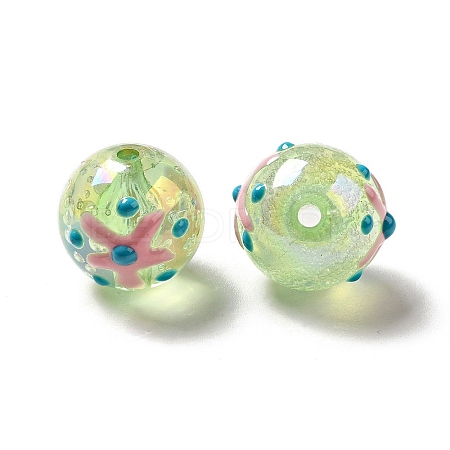 AB Color Transparent Crackle Acrylic Round Beads OACR-A013-04D-1