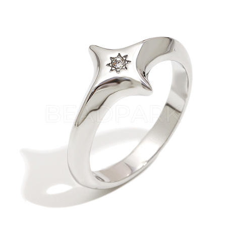 316L Surgical Stainless Steel with Clear Cubic Zirconia Finger Rings WGD89A7-06-1
