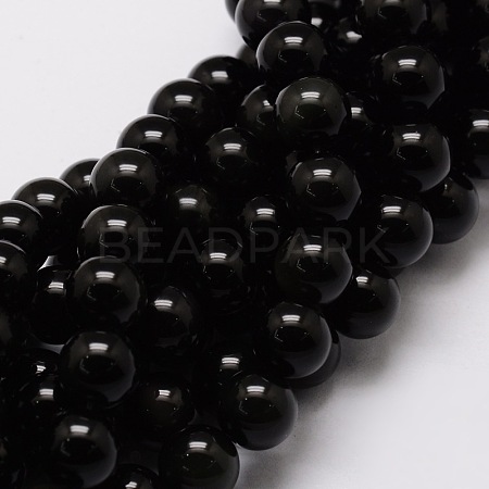 Natural Obsidian Round Beads Strands X-G-E329-6mm-37-1