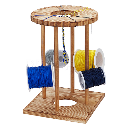 Pine Wood Crochet Basket Display Stand Base DIY-WH0656-88C-1