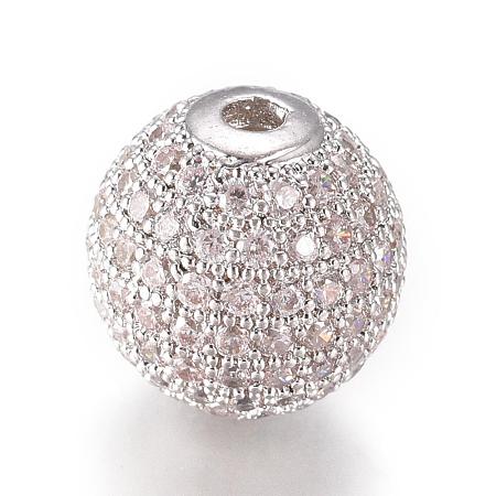 CZ Jewelry Brass Micro Pave Cubic Zirconia Round Beads ZIRC-M024-06P-1