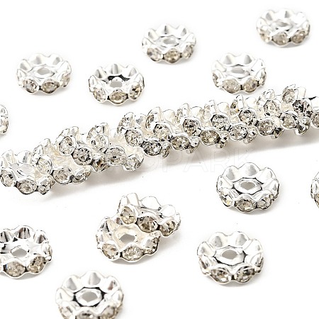 Brass Rhinestone Spacer Beads RB-A014-L12mm-01S-1
