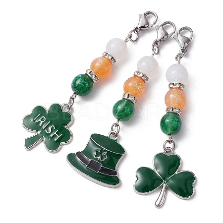 Saint Patrick's Day Alloy Enamel Pendants Decoraiton HJEW-JM01202-1