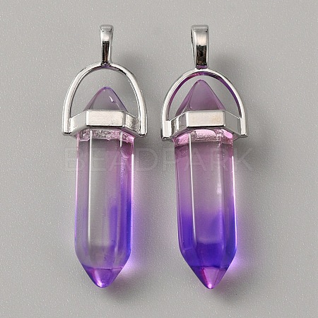 Glass Double Terminal Pointed Pendants G-WH0016-41J-1